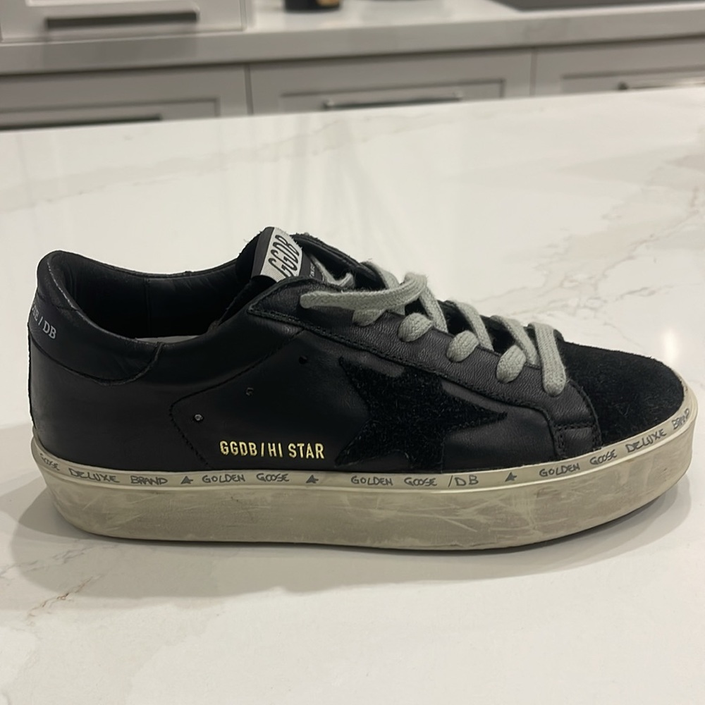 Golden Goose Hi Star Black Leather Low Top Sneaker